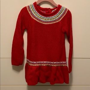 Red tinsel ruffle dress